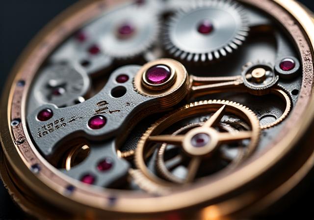 Macro opname van een mechanisch horloge raderwerk